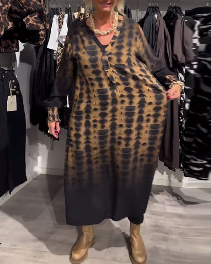 Lisette™ | Jurk met V-hals en lange mouwen in kleurverloop