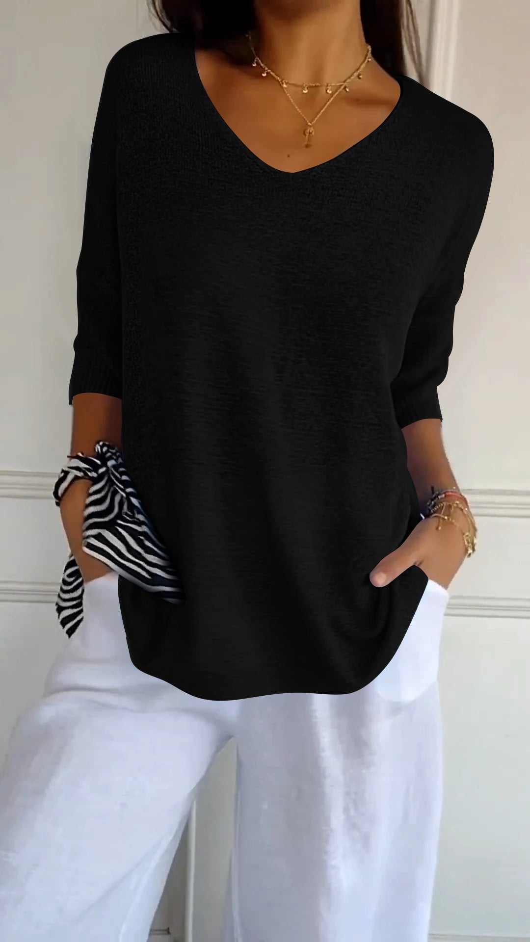 Anna™ | Luchtige Tricot Top met V-hals