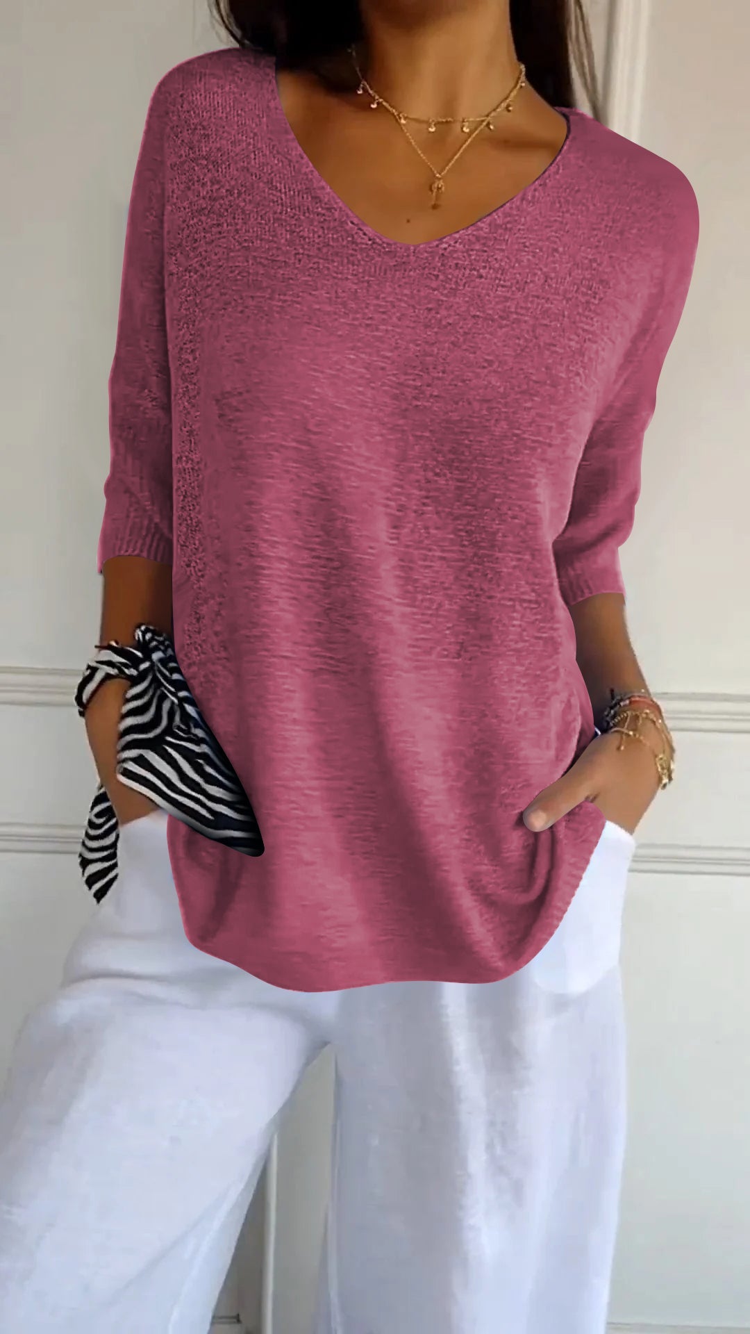 Anna™ | Luchtige Tricot Top met V-hals