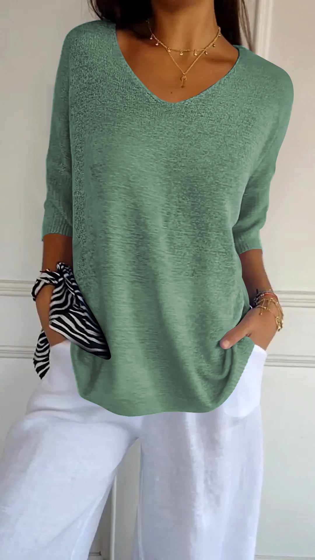 Anna™ | Luchtige Tricot Top met V-hals