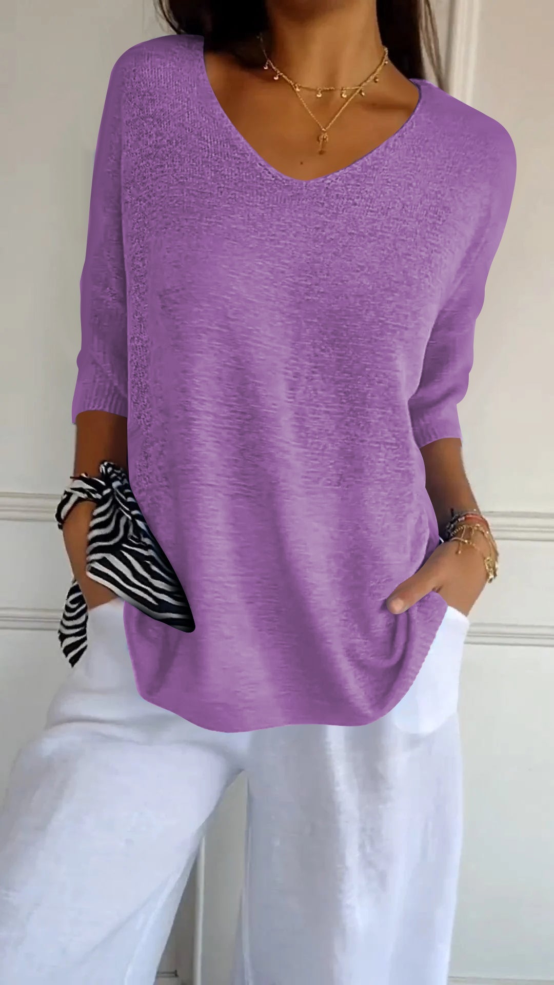 Anna™ | Luchtige Tricot Top met V-hals