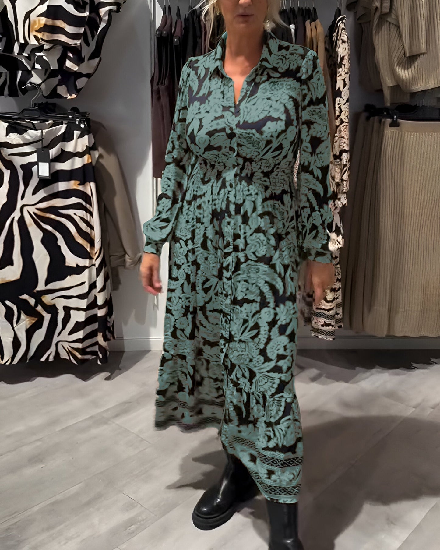 Marisse™ | Midi Jurk met Print en V-Hals