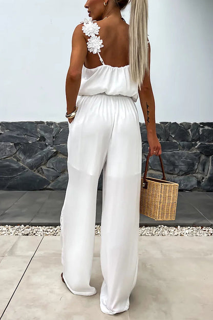 NOËLLE™ | Mouwloze jumpsuit met wijde pijpen