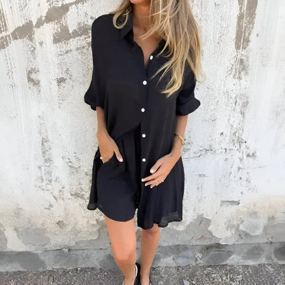 Sora™ | Katoen-Linnen Blouse & Shorts Set