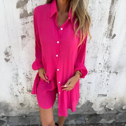 Sora™ | Katoen-Linnen Blouse & Shorts Set