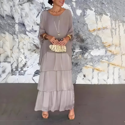 Monique™ | Chiffon Jurk met Cake Rok