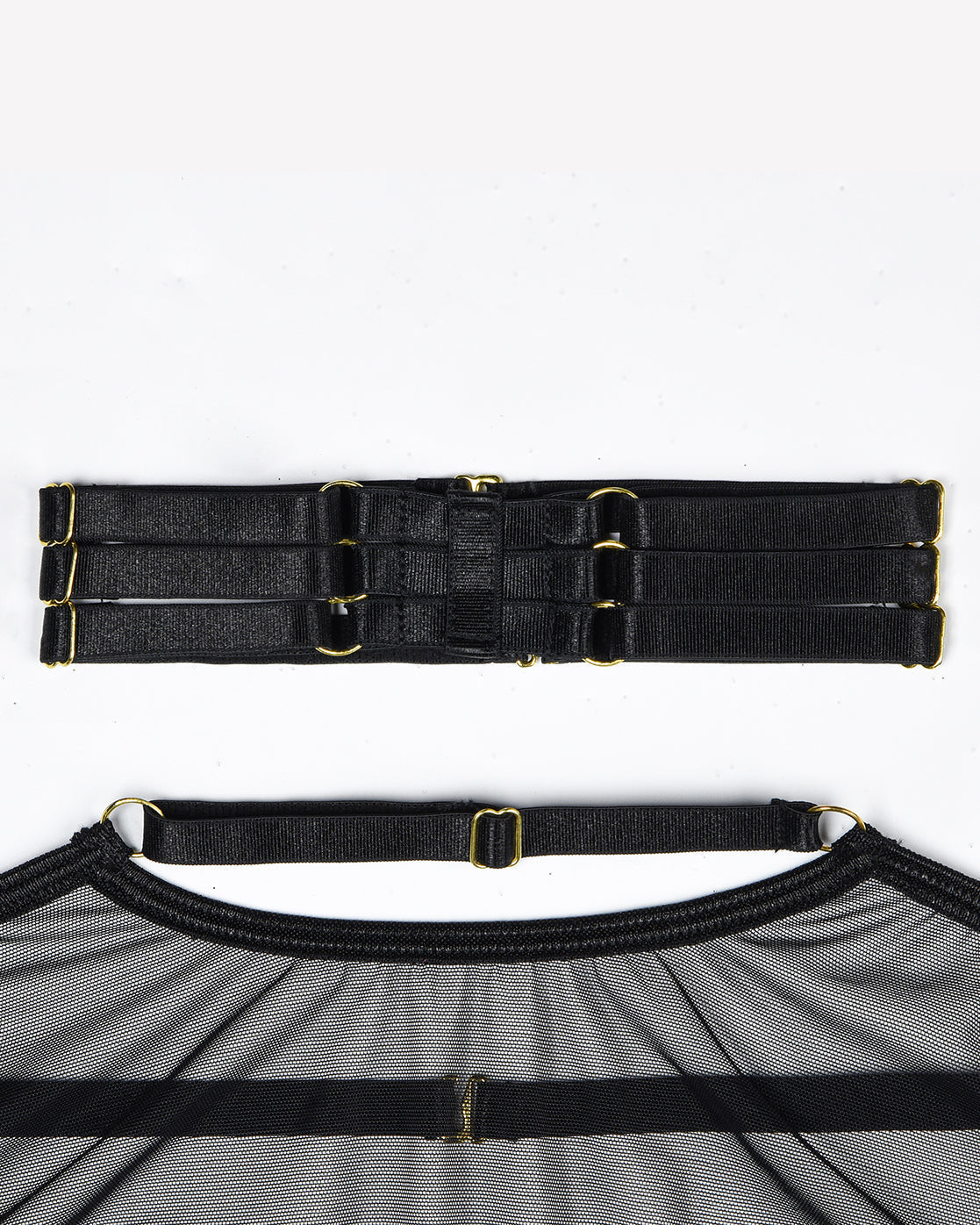 Eline™ | Set van Transparante Mesh Lingerie 4 Stukken