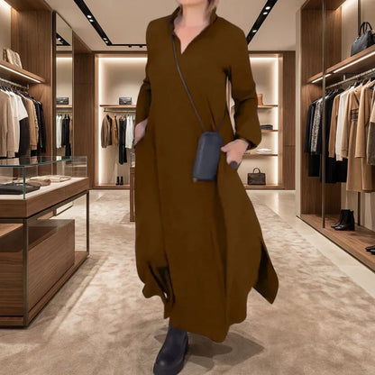 Lonne™ | Maxi Jurk met Opstaande V-Hals