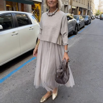 Yvonne™ | Elegante Geplooide Midi-jurk