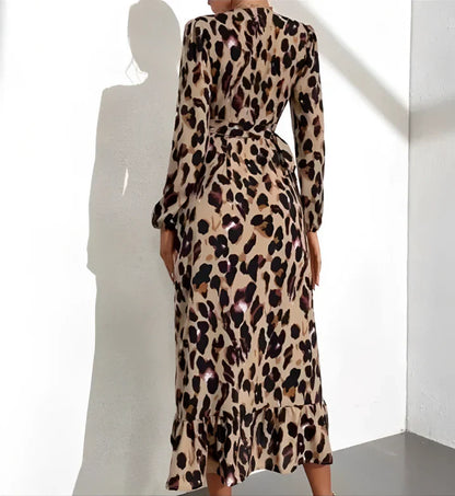 Nina™ | V-Hals Jurk met Luipaardprint