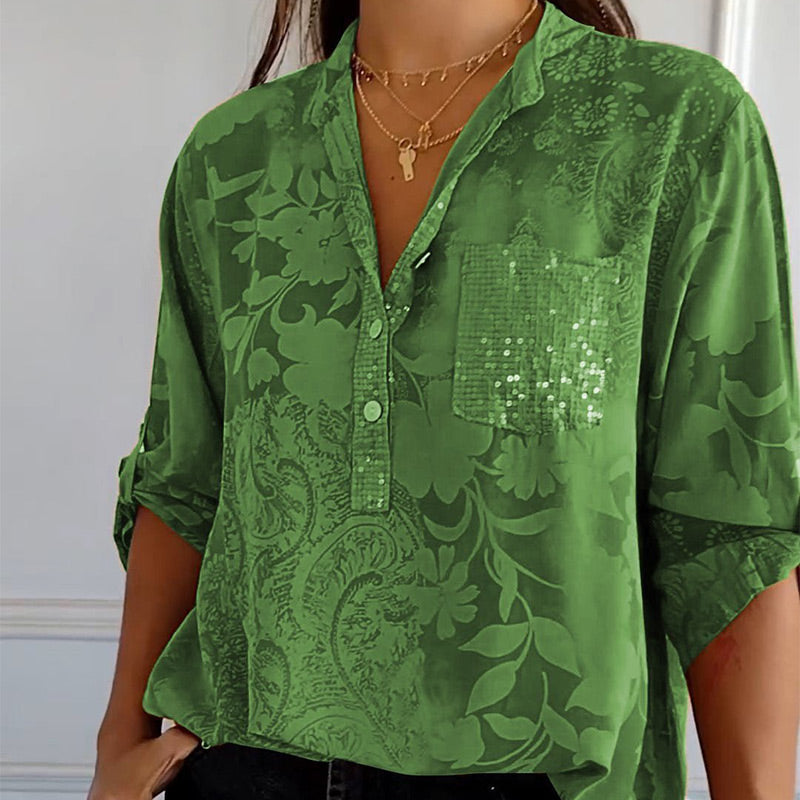 Carla™  | Gedrukte Blouse met Oprolbare Mouwen