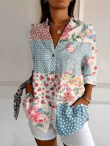 Malou™ | Bloemenblouse met Knopen