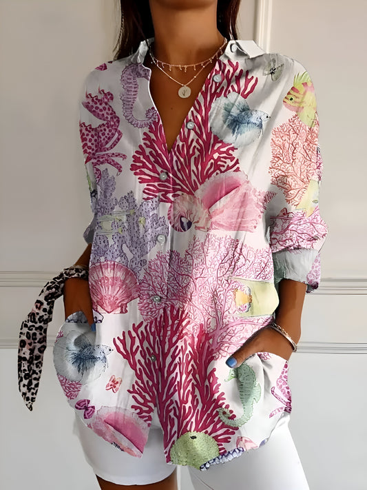 Malou™ | Bloemenblouse met Knopen