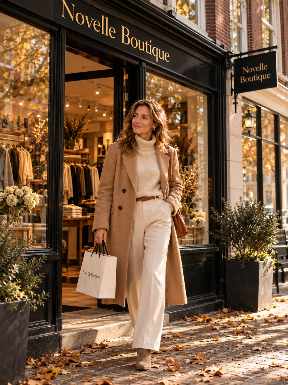 AI-sfeerbeeld van Novelle Boutique in de herfst